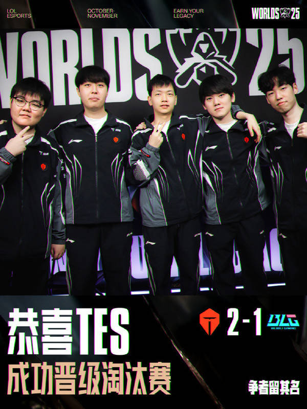英雄联盟2025全球(qiú)总決(jué)赛瑞士輪(lún) TES 2:1 BLG晉(jìn)级八(bā)强